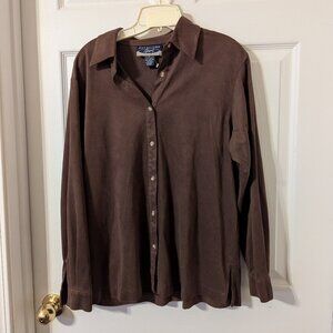 Women's long sleeve, dark brown shirt, size Med, $24.